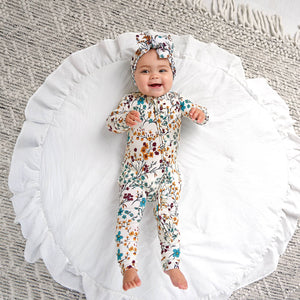 Maren Floral RUFFLE ZIP Bamboo Sleepies Little Baby Outfit