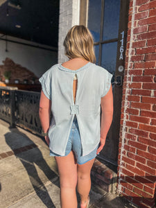 Laci High Rise Raw Hem Denim Skort