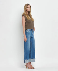 Julie High Rise Cuffed wide leg Jeans