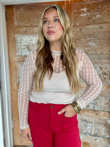 Sarah Mock Neck Lace Top