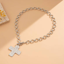 NOTABLE HAMMERED CROSS FRONT TOGGLE NECKLACE |