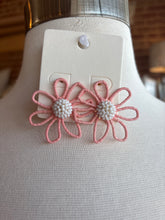 Wrapped Raffia Flower Earrings