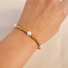 Golden Beads Stone Stretch Bracelet