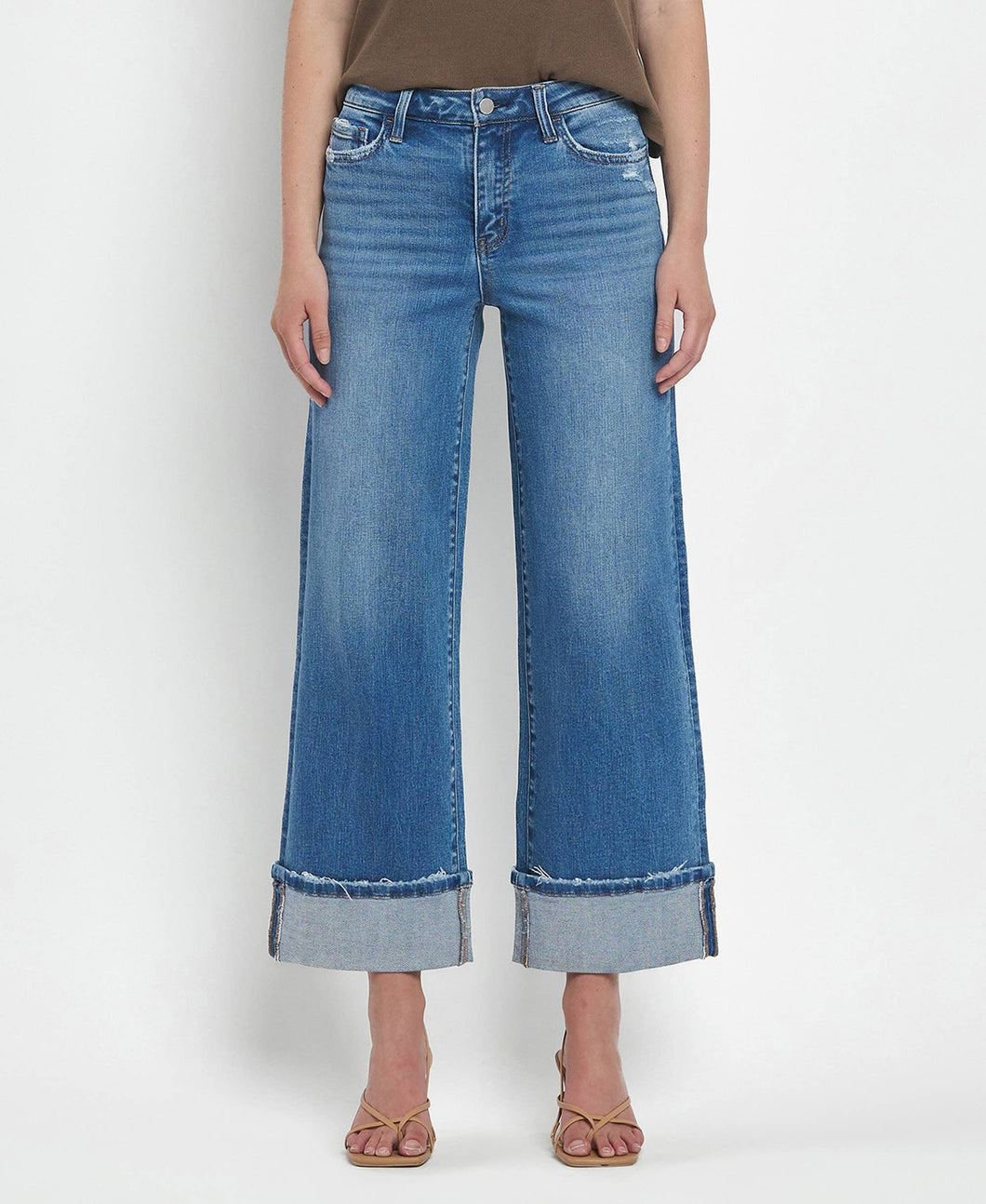 Julie High Rise Cuffed wide leg Jeans
