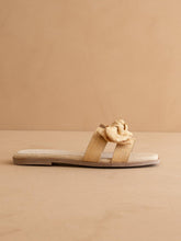 The Ginny | Natural Textured Bow Slide Sandal