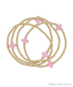 4 Row Cross Station Ball Bracelet
