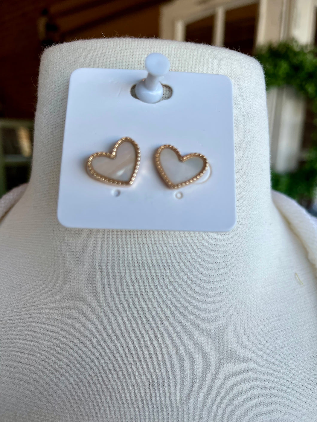 13mm Mop Heart Stud Earrings