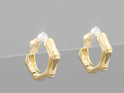 Bamboo Gold Dipped Huggie Earrings