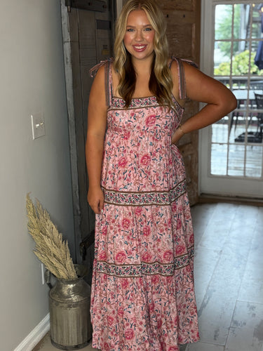 Sunset Serenade Border Print Maxi Dress