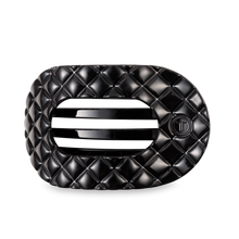 Flat Round Hair Clip | Large | Jet Black Quilted