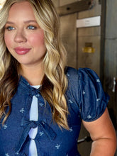 Sweet Tie Story Peplum Denim Top