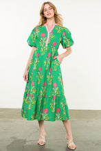THML Georgiana Puff Sleeve Flower Print Maxi Dress