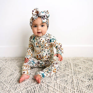 Maren Floral RUFFLE ZIP Bamboo Sleepies Little Baby Outfit