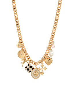 Cross & Heart Multi Charm Necklace