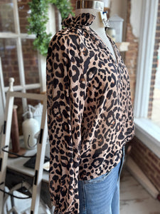 Feline Fine Long Sleeve Cheetah Print Top THML
