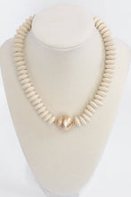 Wood Saucer Beads Short Statement Necklace