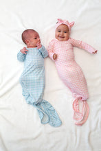 Blue Gingham Knotted Infant Gown