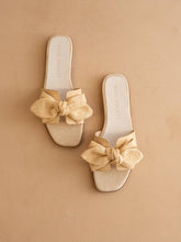 The Ginny | Natural Textured Bow Slide Sandal