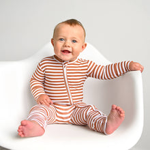 Chase Brown Ribbed ZIP Bamboo Baby Sleepies Little