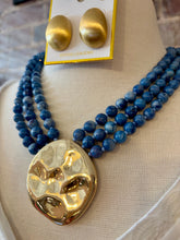 Triple Row Beaded Statement Pendant Necklace
