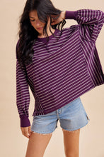Plum Striped Pullover Top