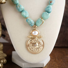 Sunwashed Relic – Marbled Bead Medallion Necklace
