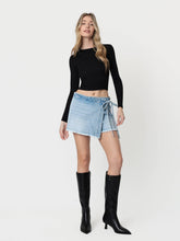 Vervet Coastal Wrap Tie Denim Skort
