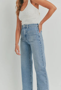 Sandra Patch Pocket Wide Leg Jeans