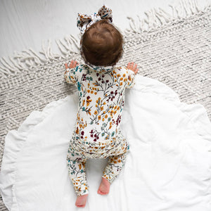 Maren Floral RUFFLE ZIP Bamboo Sleepies Little Baby Outfit