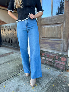 Meadow Straight Wide Leg Denim Pants