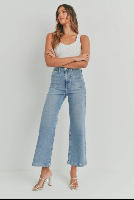 Sandra Patch Pocket Wide Leg Jeans
