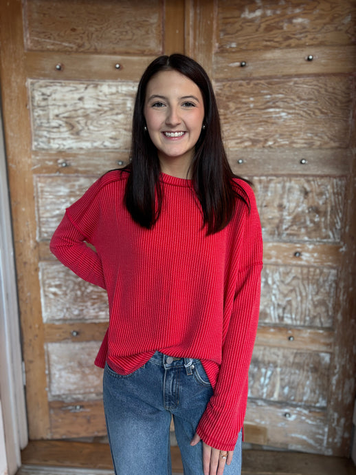 Byrdie Raw Edge Boat Neck Top