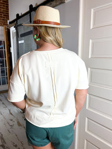 Perfectly Patched Shortsleeve Knit Top