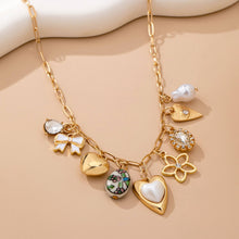 Charm Necklace-Charming Heart Bow & Pearl Dangle