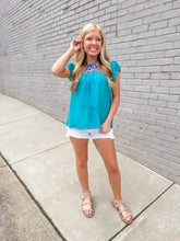 Payson Embroidered Flutter Sleeve Top