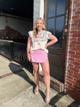 THML Luella Embroidered Flutter Sleeve Top