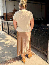 Mocha Muse Satin Midi Skirt