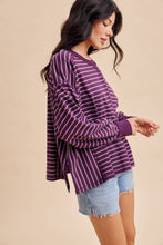 Plum Striped Pullover Top
