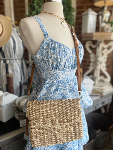 Woven Straw Flipover Clutch