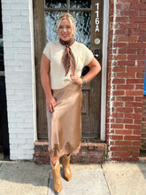 Mocha Muse Satin Midi Skirt
