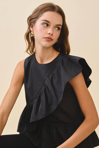 Cascading Ruffles Peplum Top