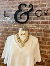 Triple Row Beaded Statement Pendant Necklace
