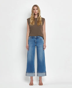 Julie High Rise Cuffed wide leg Jeans
