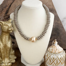 Wood Saucer Beads Short Statement Necklace