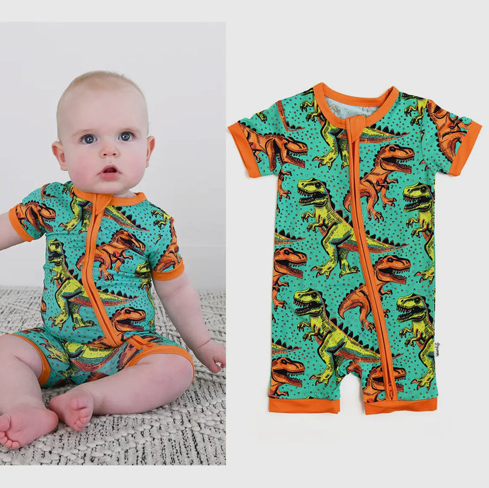 Drew Dino SHORTY ZIP Bamboo Baby Summer Sleepies