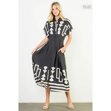 /Size XL/ Button Down Geo Print Midi Dress THML