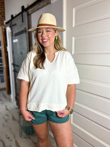 Perfectly Patched Shortsleeve Knit Top