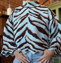Blue Skies & Scallops Zebra Print Sweater