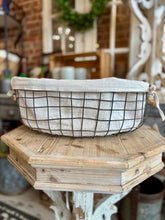 Antique Metal Wire Basket with Potato Sack Liner