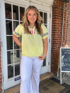 Ada THML Short Sleeve Embroidered Top